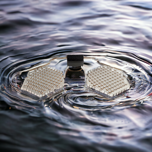 Aquakallax Doppel-Moosgitter mit zwei transparenten Aufbindeflächen und mittiger Magnetbefestigung in Draufsicht
